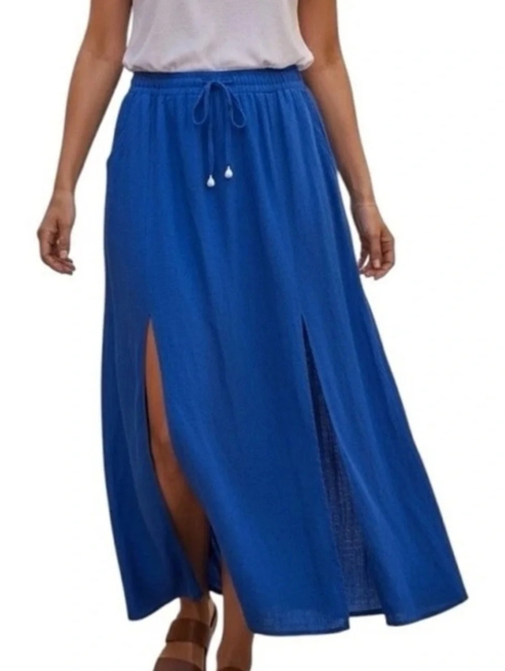 Joie Cobalt Blue Maxi Skirt with Drawstring Waist